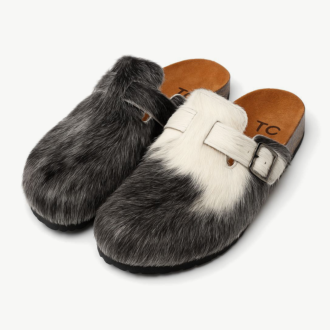 Tru Cowhide Clogs-Black&White